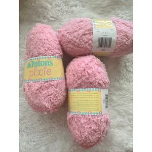 Patons Pixie Yarn Rosy Pink 100%‎ Nylon Lot of 3 Skeins 03415 Boucle Texture